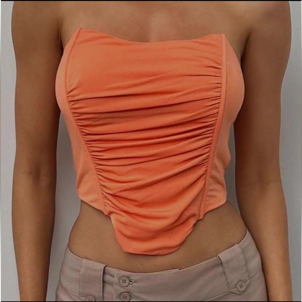Tiger Mist orange corset tube top